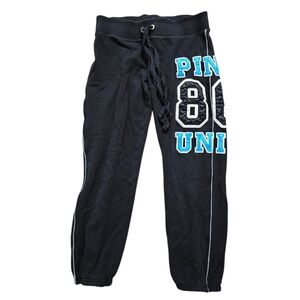 Vintage PINK Victoria's Secret Black Ivy Campus Capri Joggers